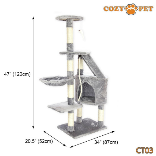 COZY PET Cat Tree By Cozy Pet Sisal Scratching Post Kitten Cat Trees CT03-Grey 1