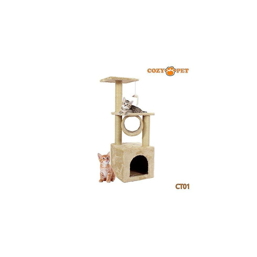 Cozy Pet Cat Tree By Sisal Scratching Post Kitten Cat Trees Ct01- Beige