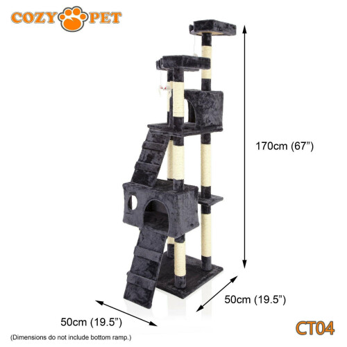 COZY PET Cat Tree By Cozy Pet Sisal Scratching Post Kitten Cat Trees CT04-Dark Grey 1