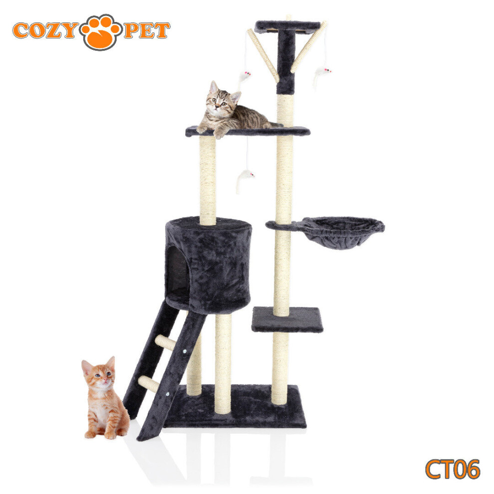 Cat Tree By Cozy Pet Sisal Scratching Post Kitten Cat Trees CT06-Dark Grey