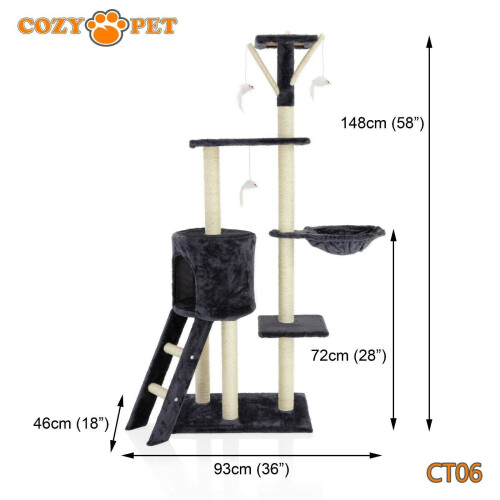 COZY PET Cat Tree By Cozy Pet Sisal Scratching Post Kitten Cat Trees CT06-Dark Grey 2
