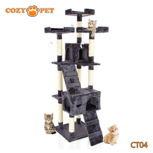 COZY PET Cat Tree By Cozy Pet Sisal Scratching Post Kitten Cat Trees CT04-Dark Grey