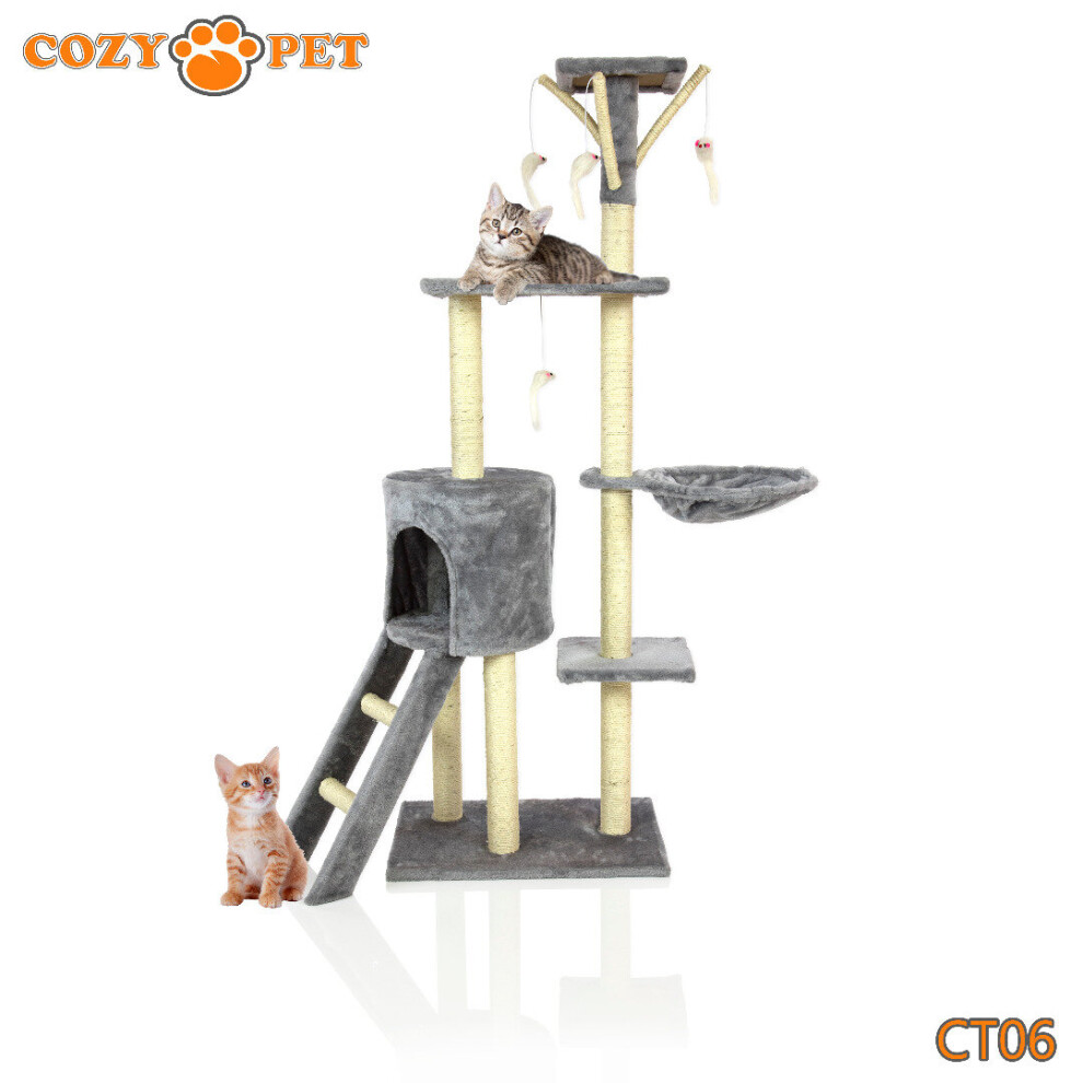 Cat Tree By Cozy Pet Sisal Scratching Post Kitten Cat Trees CT06-Grey