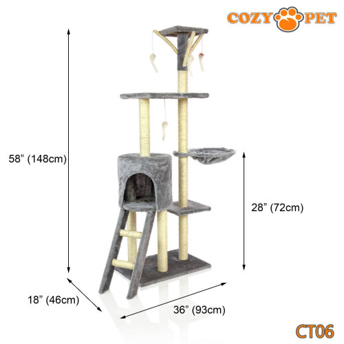 COZY PET Cat Tree By Cozy Pet Sisal Scratching Post Kitten Cat Trees CT06-Grey 1
