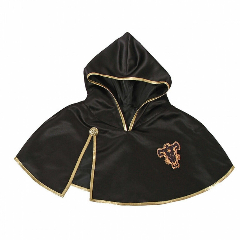 (Hooded Cape) Black Asta Clover Cloak Outfit Black Bull Short Cape Cosplay Costume Unisex