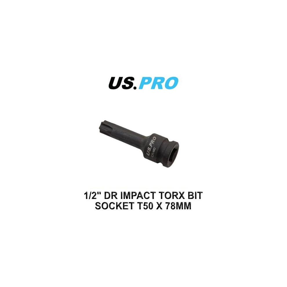 US PRO Tools 1/2" DR Impact Torx Bit Socket T50 X 78MM 3360