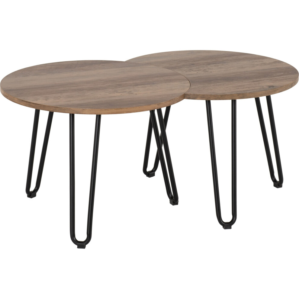 Athens Duo Coffee Table Set Medium Oak Effect/Black