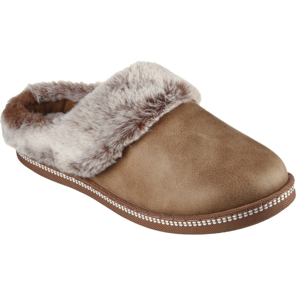 (Chestnut, UK Size 4 (EU 37)) Skechers Womens Cozy Campfire Faux Fur Memory Foam Slippers