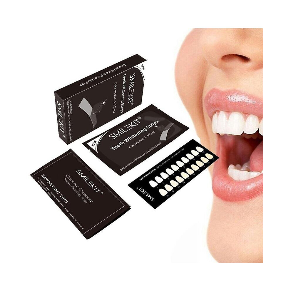 (14pcs) Charcoal Teeth Whitening Strips Dental Bleaching Kit Oral Hygiene Care Paste Activated Carbon Teeth Strips