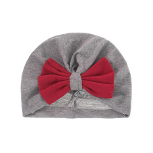 (Gray) Baby Girls Turban Hat Solid Cotton Bow Headbands Toddlers Beanie Cap Headwrap