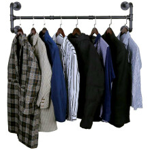 Industrial Pipe Clothing Rack Wall mounted Clothes Rail Hanging Display 105CM