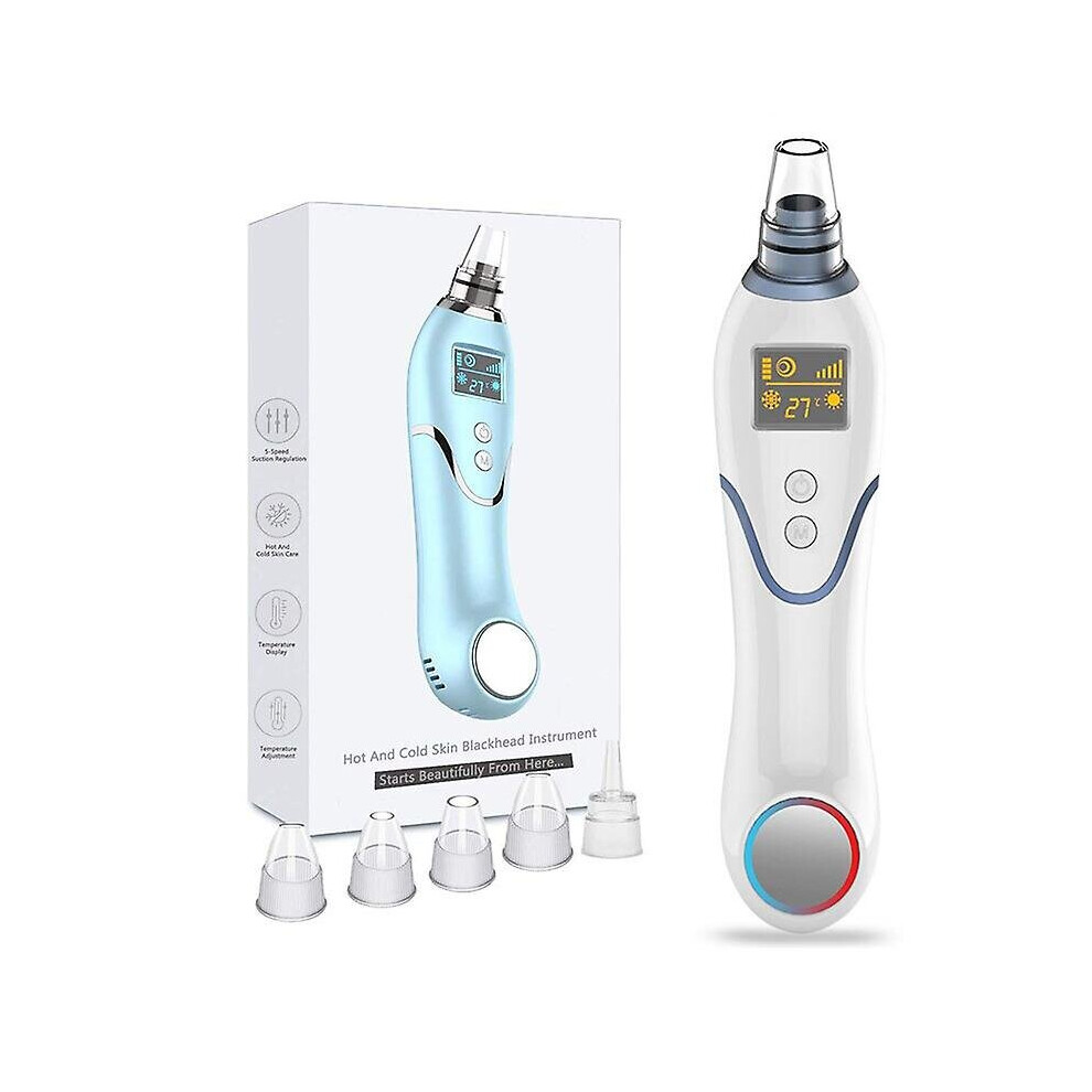 (White) Electric Blackhead Remover Pore Cleaner Hot Cold Whitehead Removal Tool Beauty Device