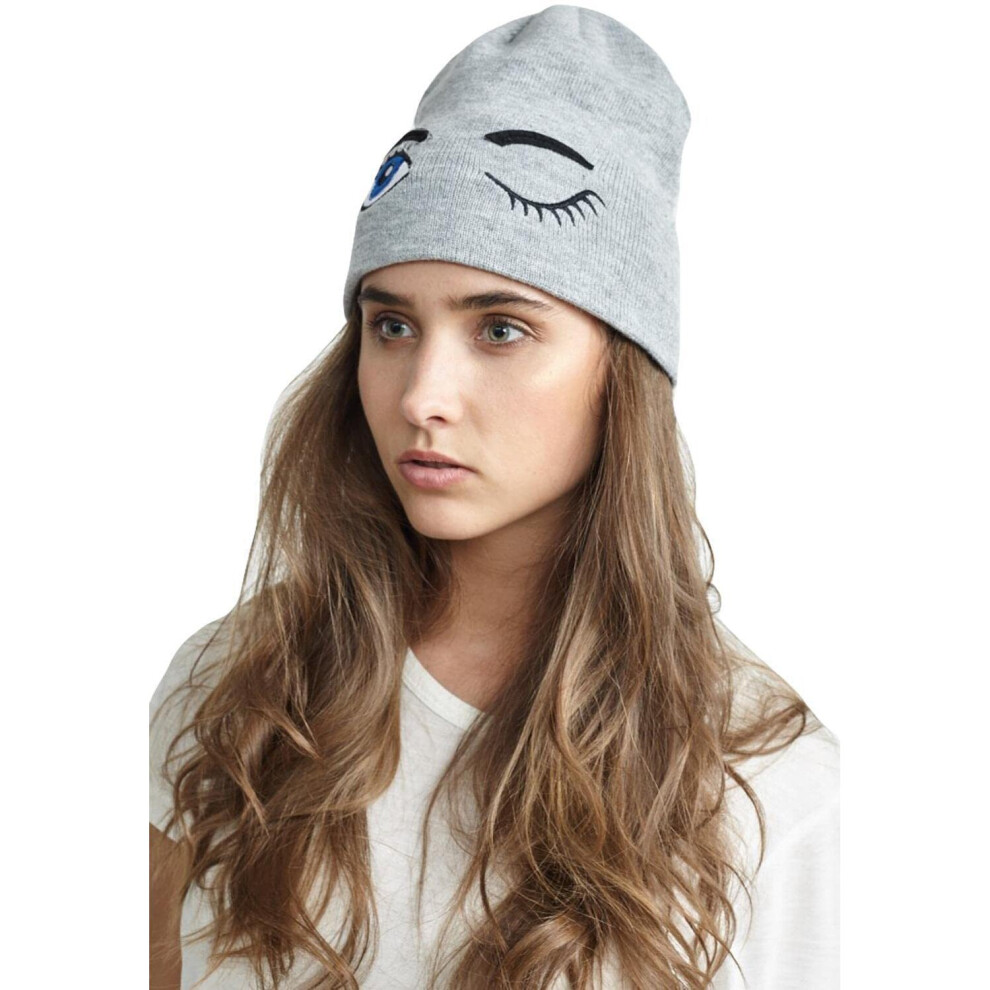 Brave Soul Ladies Beanie Knit Hat Wink