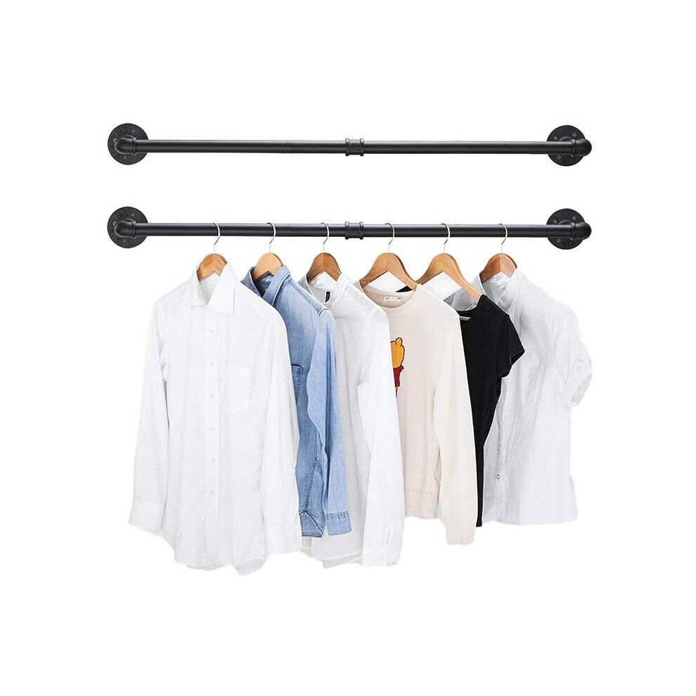 Detachable Industrial Pipe Clothes Rack Wall Mounted Garment Hanging 92cm