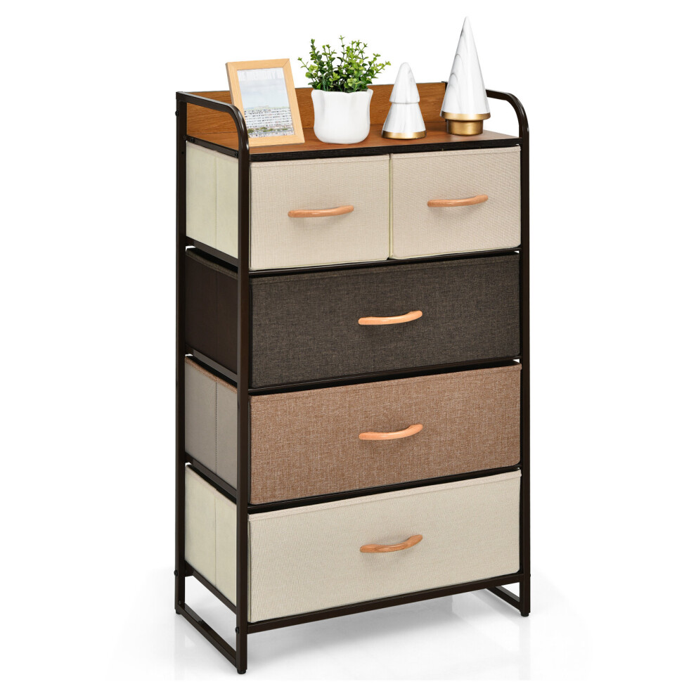 5-Drawer Storage Tower Utility Dresser Chest w/ Foldable Drawer