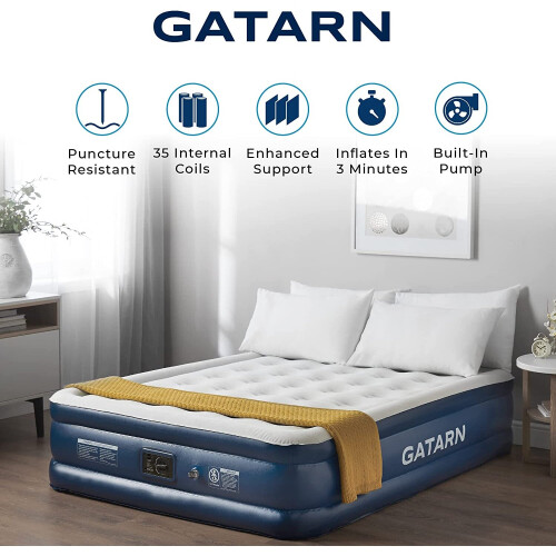Gatarn King Size Premium Air Bed with Builtin Electric Pump, Inflates in 3 mins on OnBuy