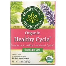 Traditional Medicinals, Cycle Sain Bio, Feuille de Framboisier, Sans Caféine, 16 Sachets de Thé Emballés, 0,85 oz (24 g)