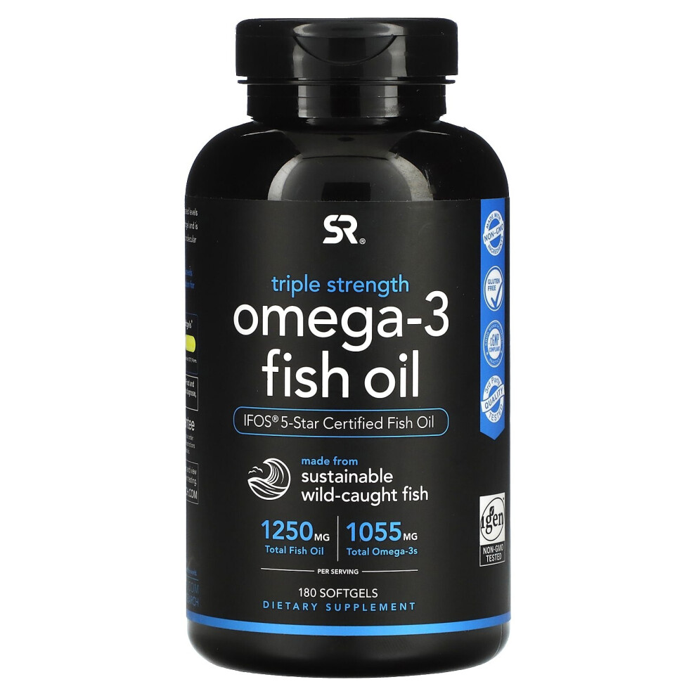 Sports Research, Omega-3 Fish Oil, Triple Strength , 180 Softgels