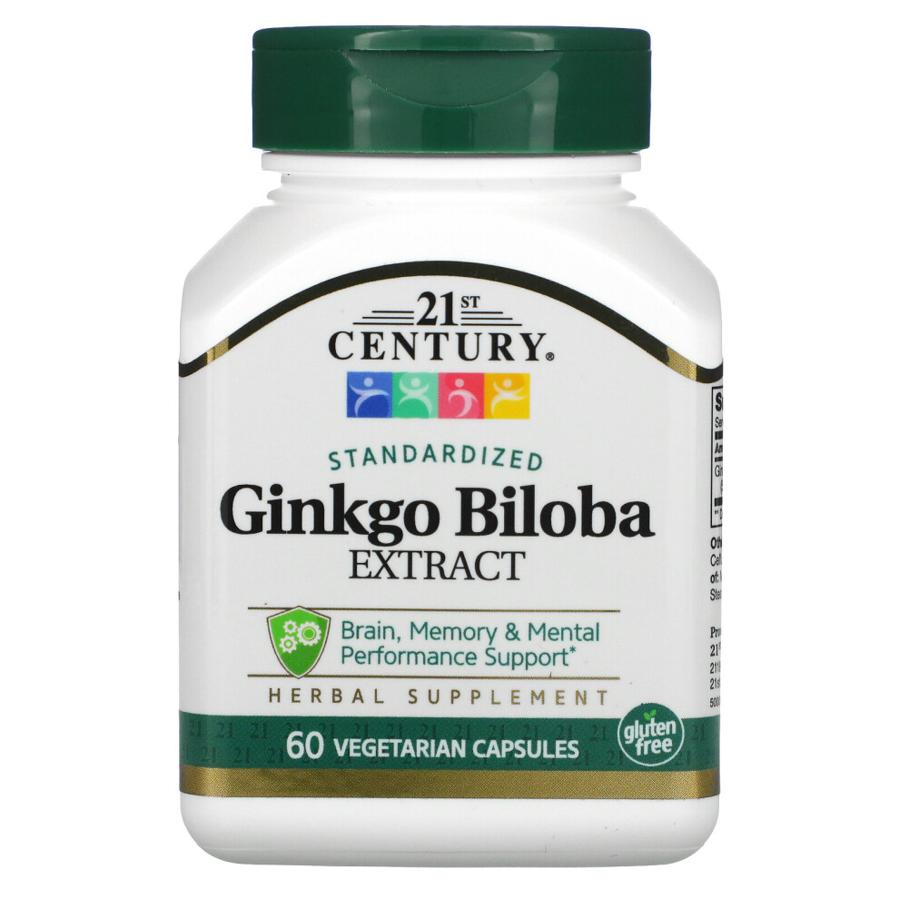 21St Century , Ginkgo Biloba Extract, Standardized, 60 Vegetarian Capsules