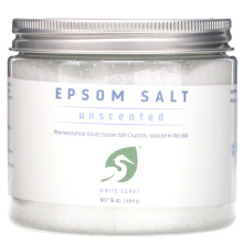 White Egret Soins Personnels, Sel d'Epsom, Non Parfumé, 16 oz (454 g)
