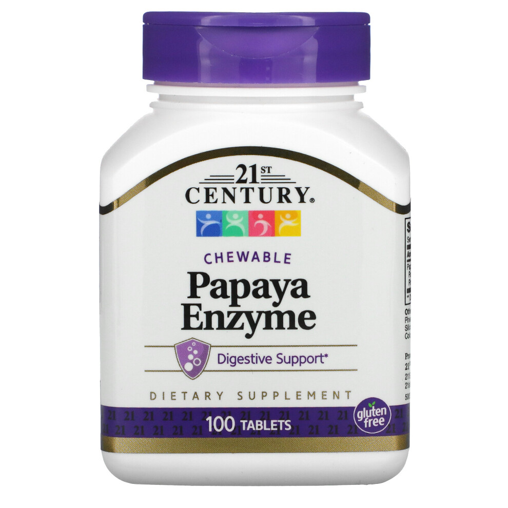21St Century , Papaya Enzyme, Chewable, 100 Tablets