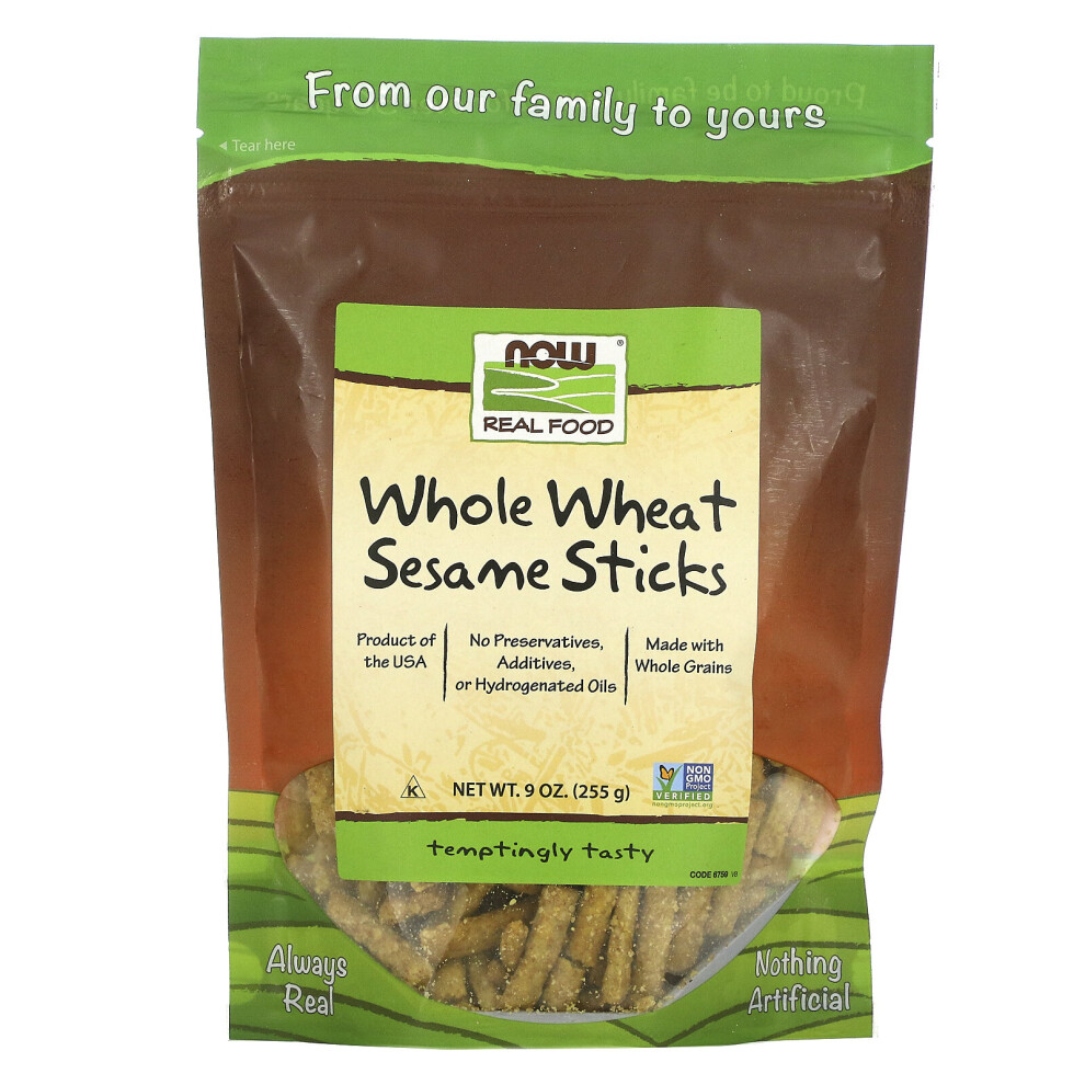 Now Foods , Real Food, Whole Wheat Sesame Sticks, 9 Oz (255 G)