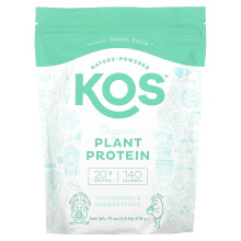 KOS, Organic Plant Protein, Unflavored, 1 lb (476 g)