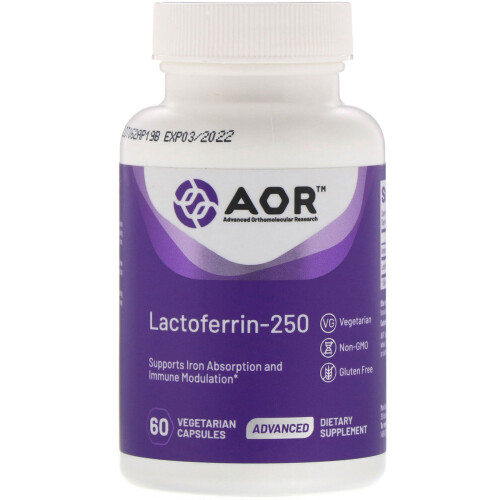 Advanced Orthomolecular Research AOR, Lactoferrine-250, 60 Gélules