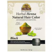 Okay Pure Naturals, Pflanzliche Henna-Naturhaarfarbe, Schwarz, 2 Unzen (56,7 g)
