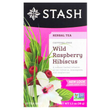 Stash Tea, Tisane, Framboise Sauvage et Hibiscus, Sans Caféine, 20 Sachets de Thé, 1,3 oz (38 g)