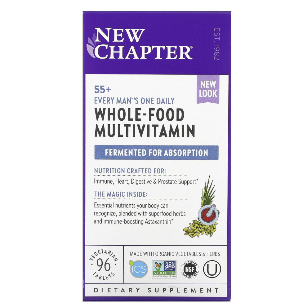 New Chapter , 55+ Every Man's One Daily, Whole-Food Multivitamin, 96 Vegetarian Tablets