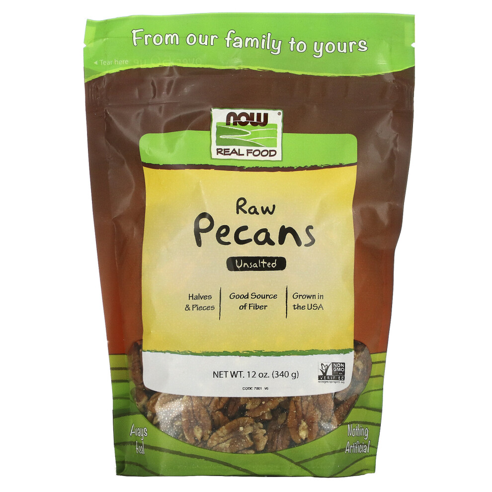 Now Foods, Real Food, Raw Pecans, Unsalted, 12 oz (340 g)