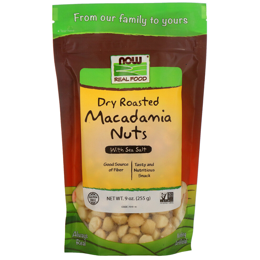 Now Foods , Real Food, Macadamia Nuts, Dry Roasted, Salted, 9 Oz (255 G)