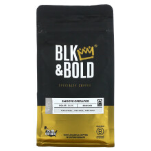BLK & Bold Smoove Operator Ground Coffee - Dark Roast, 12 oz (340 g), Creamy Dessert Vibes with Caramel & Toffee Notes, Fair Trade Certified
