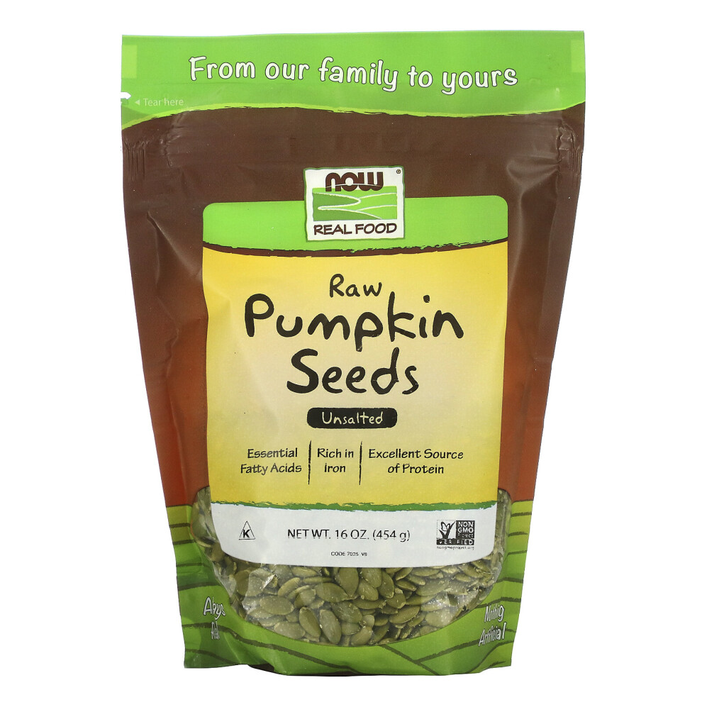 Now Foods , Real Food, Raw Pumpkin Seeds, Unsalted, 16 Oz (454 G)