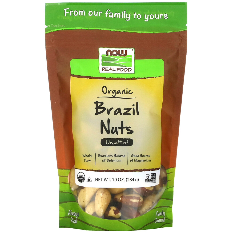 Now Foods , Real Food, Organic Brazil Nuts, Unsalted, 10 Oz (284 G)
