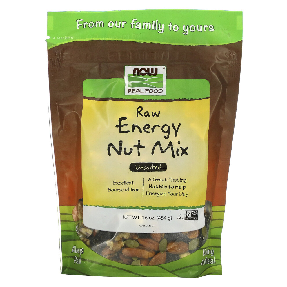 Now Foods , Real Food, Raw Energy Nut Mix, Unsalted, 16 Oz (454 G)
