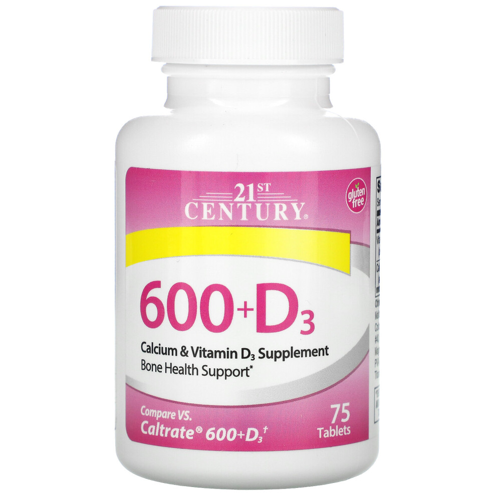 21St Century , 600+D3, Calcium & Vitamin D3 Supplement, 75 Tablets