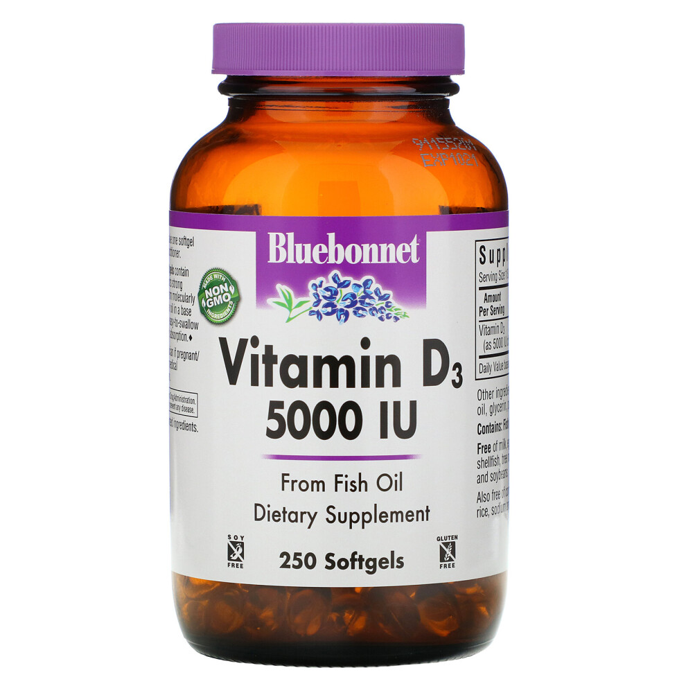 Bluebonnet Nutrition , Vitamin D3, 5000 Iu, 250 Softgels