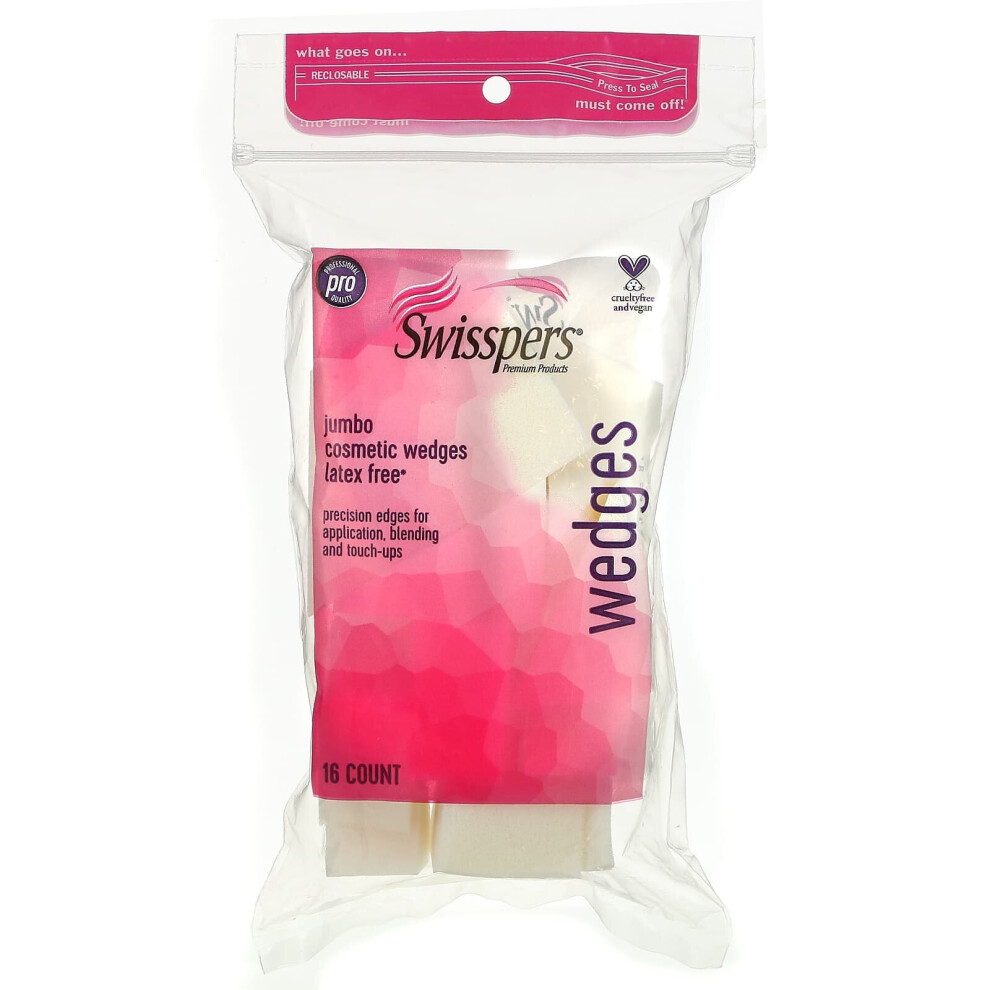 Swisspers, Jumbo Cosmetics Wedges, 16 Count