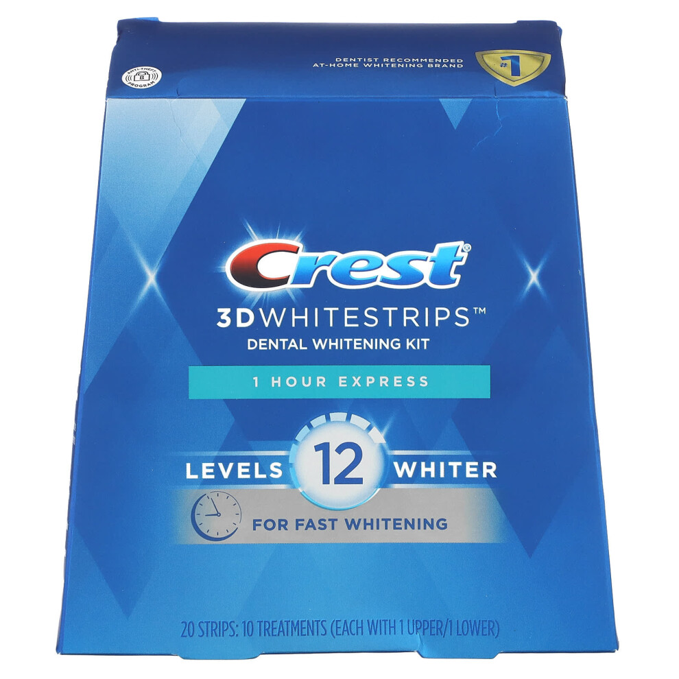 Crest, 3D Whitestrips, Dental Whitening Kit, 1 Hour Express, 20 Strips