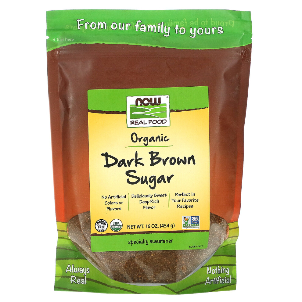 Now Foods, Real Food, Organic Dark Brown Sugar, 16 oz (454 g)