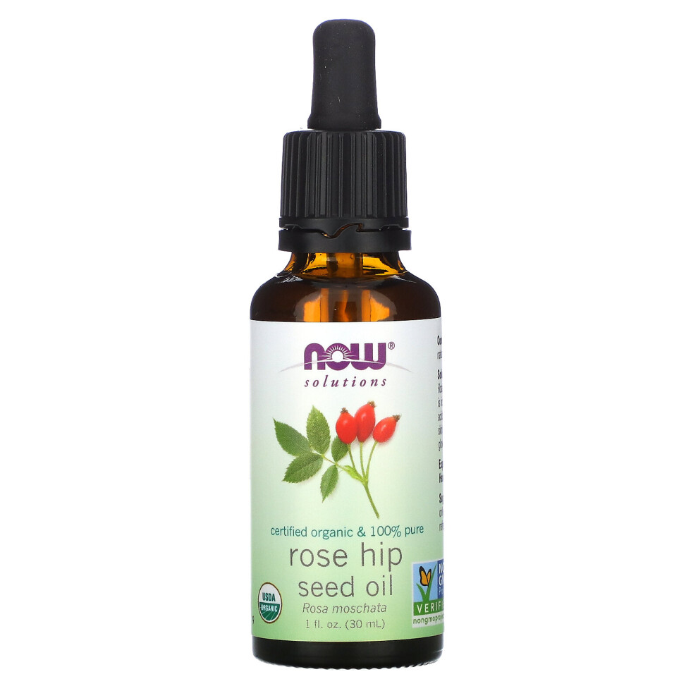 Now Foods, Solutions, Certified Organic Rose Hip Seed Oil, 1 fl oz (30 ml)