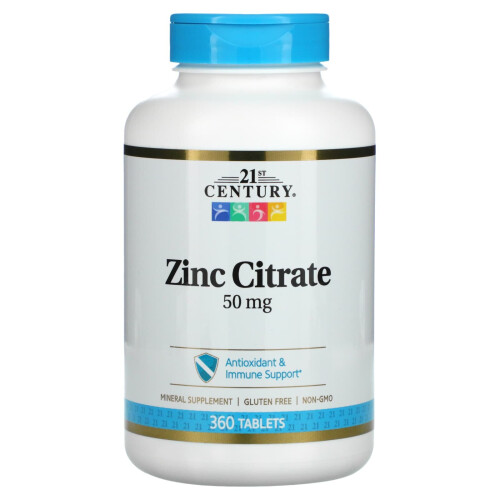 21st Century, Citrate de Zinc, 50 mg, 360 Comprimés