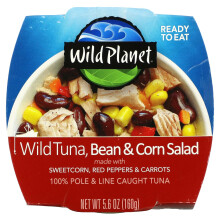 Wild Planet Wild Tuna Bean & Corn Salad, 5.6 oz (160 g) - Pole & Line Caught, 16 g Protein, Ready-to-Eat, Non-GMO