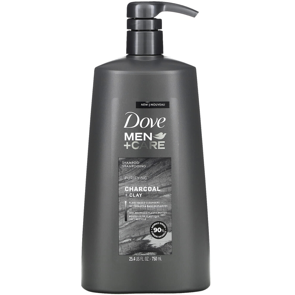 Dove, Men + Care, Shampoo, Purifying, Charcoal + Clay, 25.4 fl oz (750 ml)