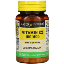 Mason Natural, Vitamine K2, 100 mcg, 100 Comprimés