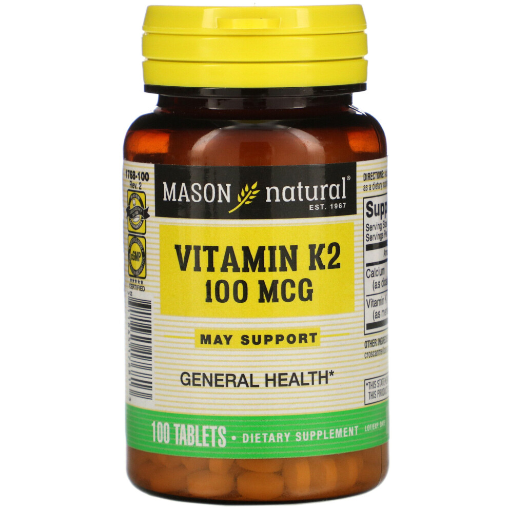 Mason Natural , Vitamin K2, 100 Mcg, 100 Tablets