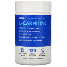 RSP Nutrition, L-Carnitine, Weight Management, 500 mg, 120 Capsules