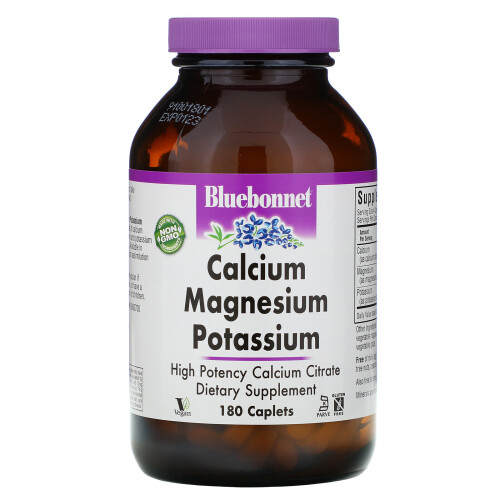 Bluebonnet Nutrition, Calcium Magnésium Potassium, 180 Comprimés